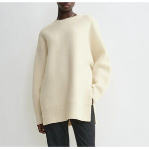 TOTEME Double Knit Pullover Sweater Wool Cashmere Snow Small Ivory xS